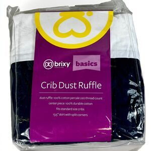 NEW Crib Dust Ruffle Navy Blue- BRIXY inspired for baby- 100% Cotton 13.5" Skirt